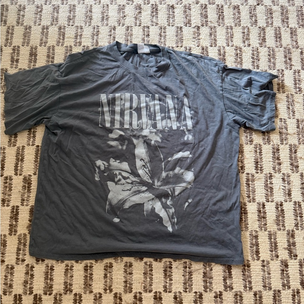 H&M Black Charcoal Nirvana Graphic Short Sleeve Tee